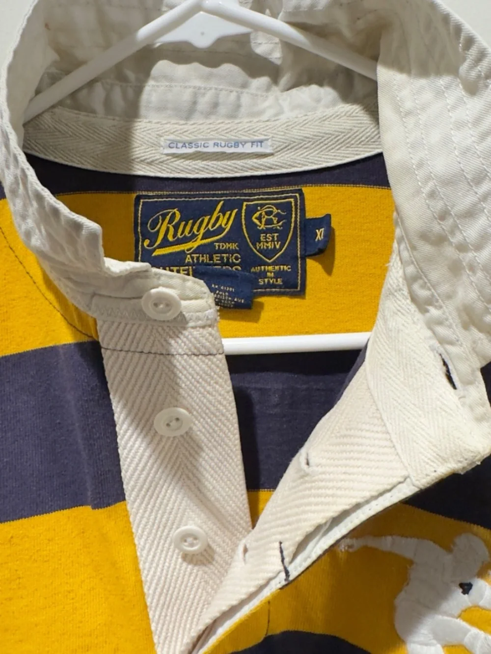 RARE Rugby Ralph Lauren XL Number 10 Classic Rugby Fit Yellow Navy
